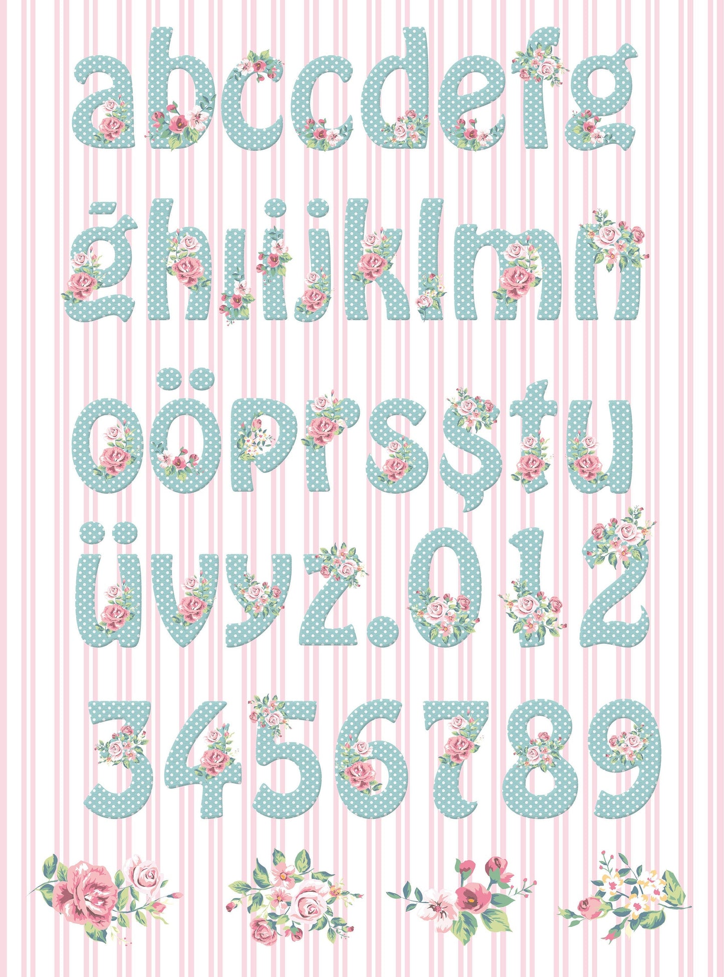 Large Decoupage Paper - Decoupage Art - Rice Paper for Decoupage - Vintage Decoupage - Floral Alphabet