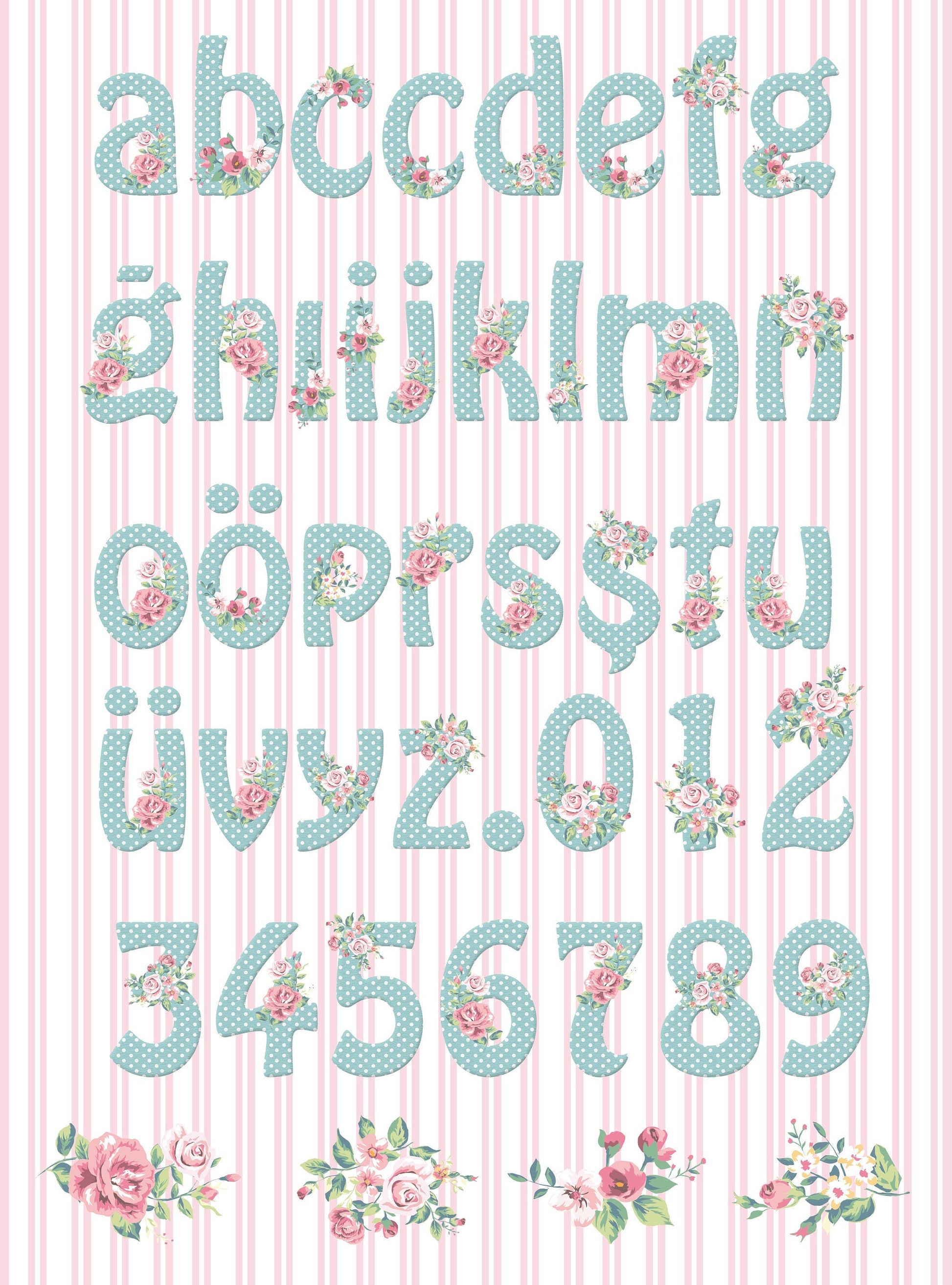 Large Decoupage Paper - Decoupage Art - Rice Paper for Decoupage - Vintage Decoupage - Floral Alphabet
