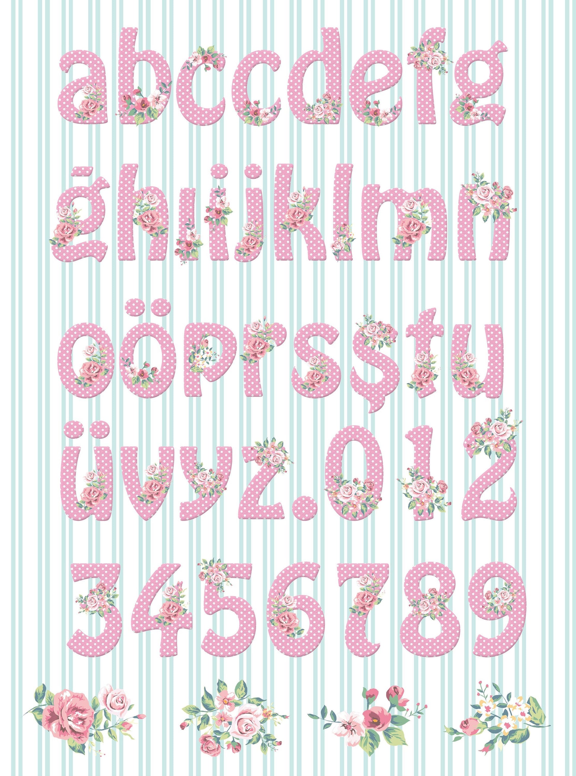 Large Decoupage Paper - Decoupage Art - Rice Paper for Decoupage - Vintage Decoupage - Floral Alphabet