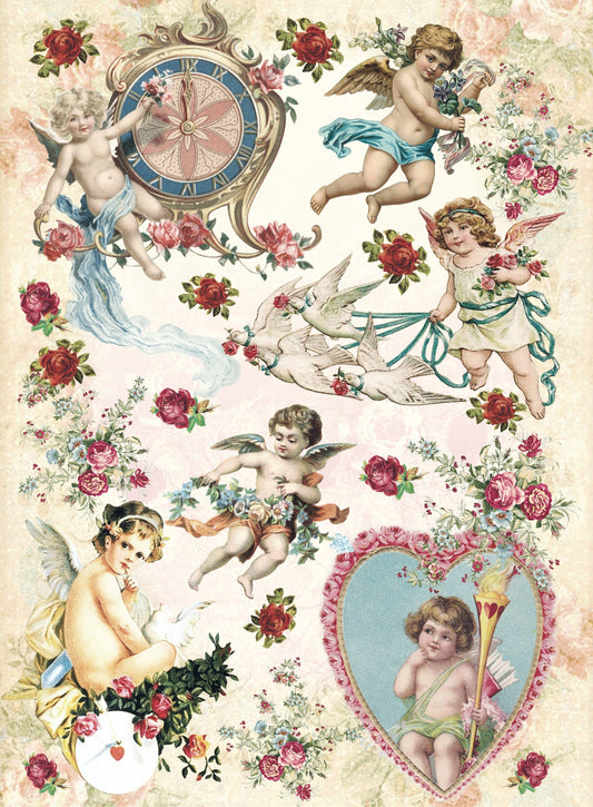 Large Decoupage Paper - Decoupage Art - Rice Paper for Decoupage - Vintage Decoupage - Baby Angels