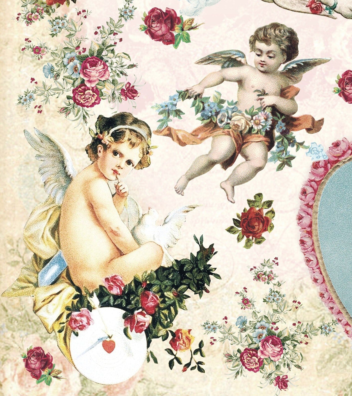 Large Decoupage Paper - Decoupage Art - Rice Paper for Decoupage - Vintage Decoupage - Baby Angels