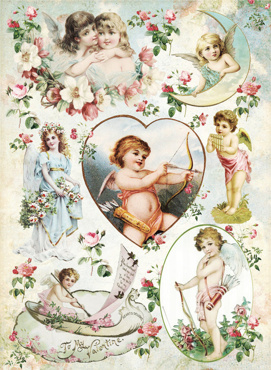 Large Decoupage Paper - Decoupage Art - Rice Paper for Decoupage - Vintage Decoupage - Baby Angels
