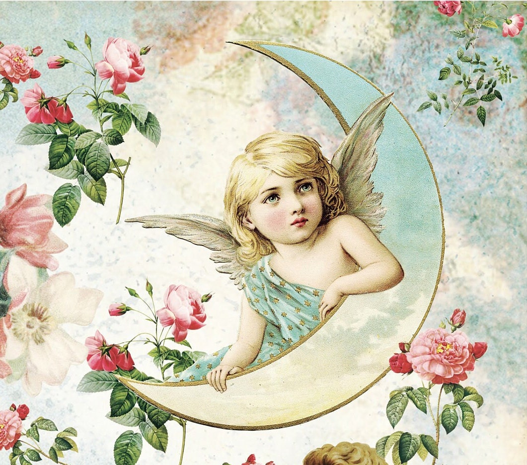Large Decoupage Paper - Decoupage Art - Rice Paper for Decoupage - Vintage Decoupage - Baby Angels