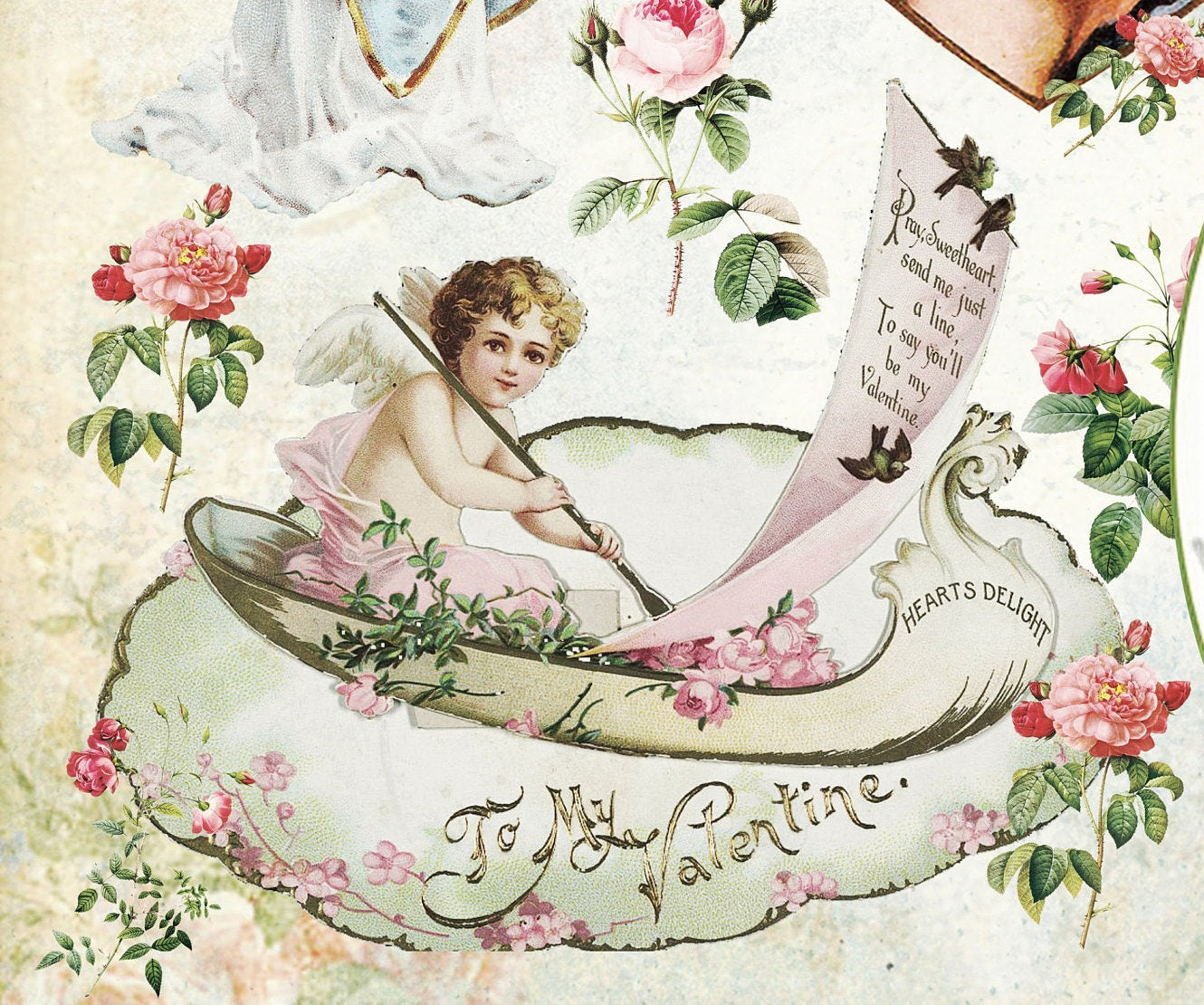 Large Decoupage Paper - Decoupage Art - Rice Paper for Decoupage - Vintage Decoupage - Baby Angels