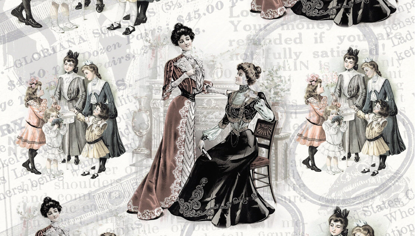 Victorian Family Decoupage Paper - Decoupage Art - Large Size Rice Paper for Decoupage - A3 A2 A1 A0