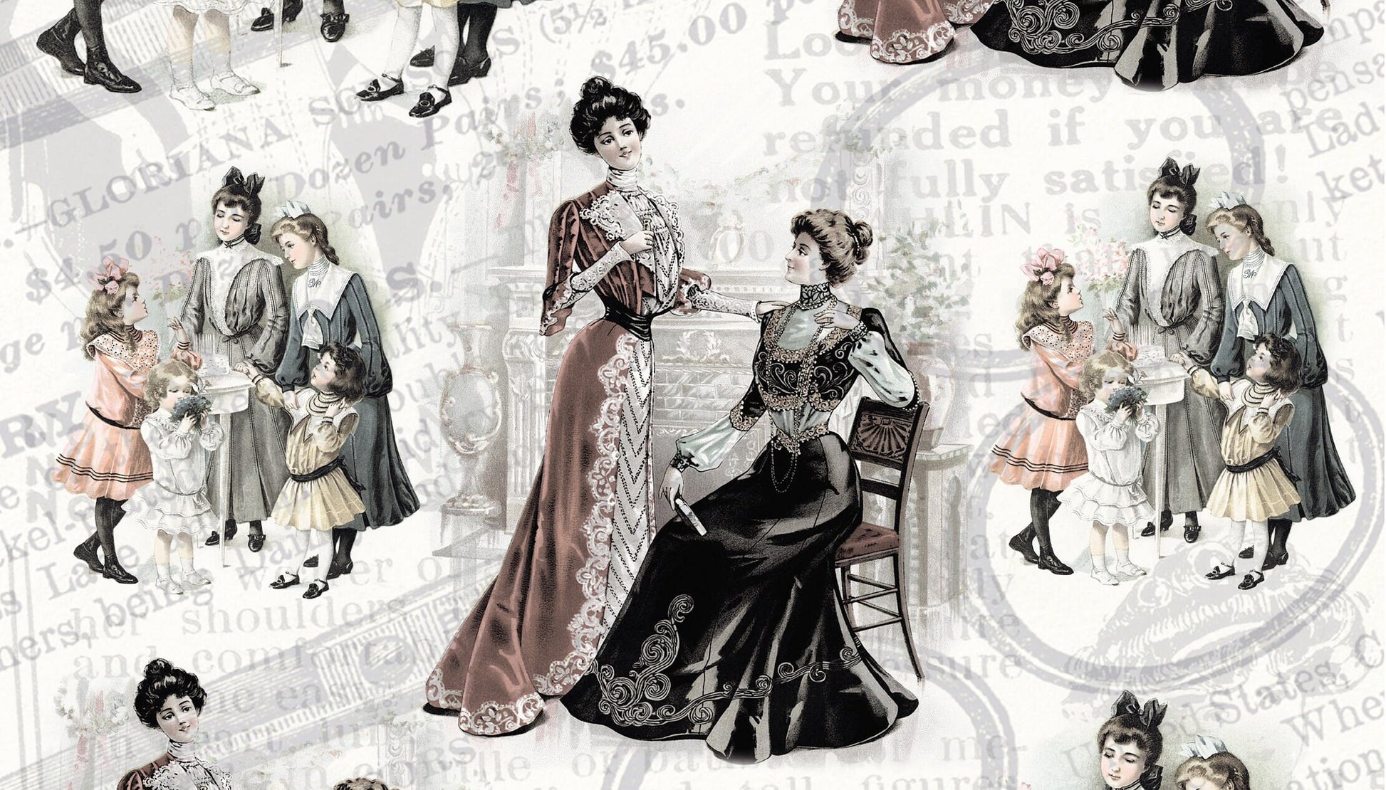 Victorian Family Decoupage Paper - Decoupage Art - Large Size Rice Paper for Decoupage - A3 A2 A1 A0