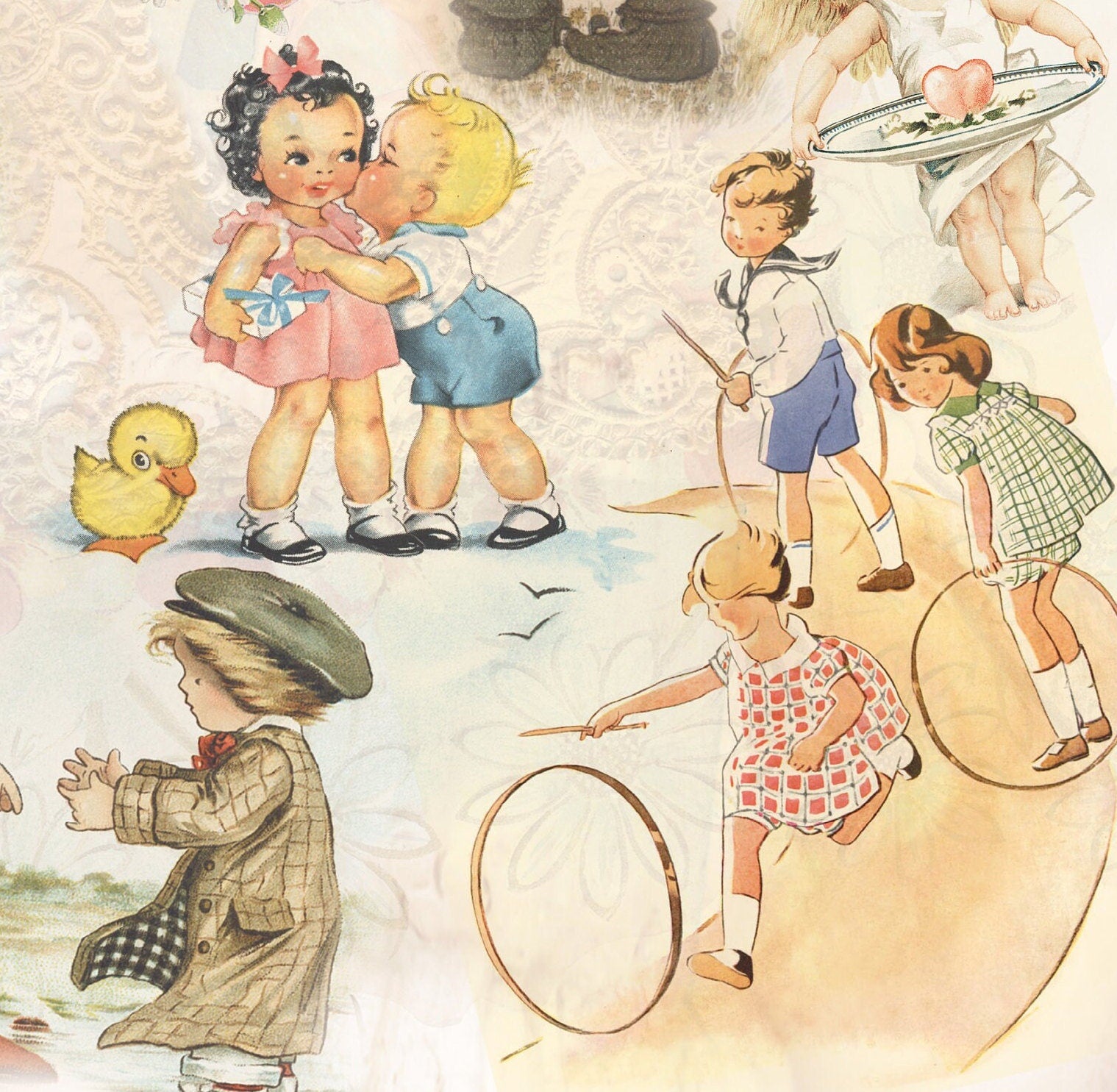 Happy Children Decoupage Paper - Decoupage Art - Large Size Rice Paper for Decoupage