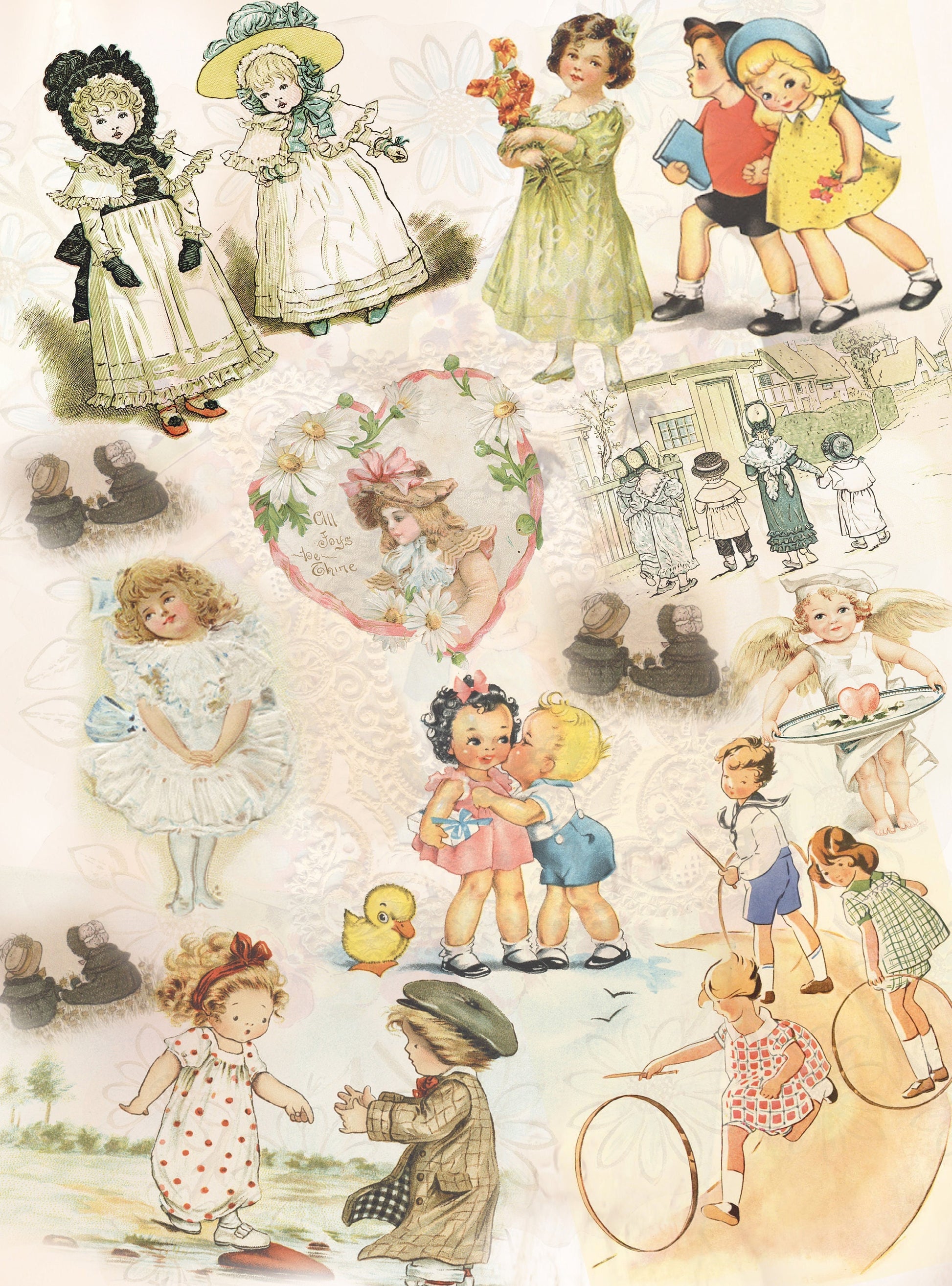 Happy Children Decoupage Paper - Decoupage Art - Large Size Rice Paper for Decoupage