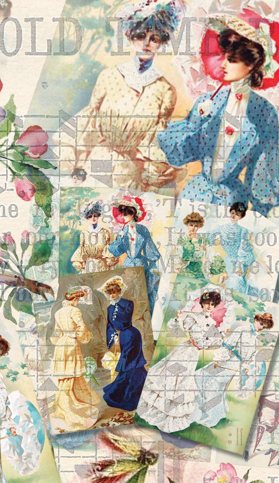 Woman Floral Decoupage Paper - Decoupage Art - Large Size Rice Paper for Decoupage