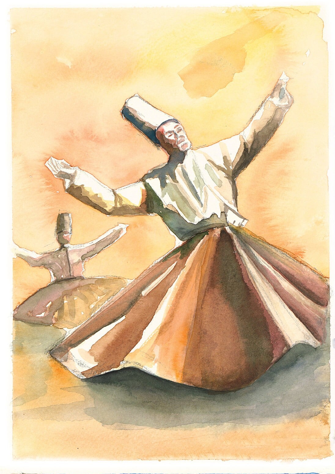 Istanbul Rumi Galata Watercolor Decoupage Paper - Decoupage Art - Large Size Rice Paper for Decoupage