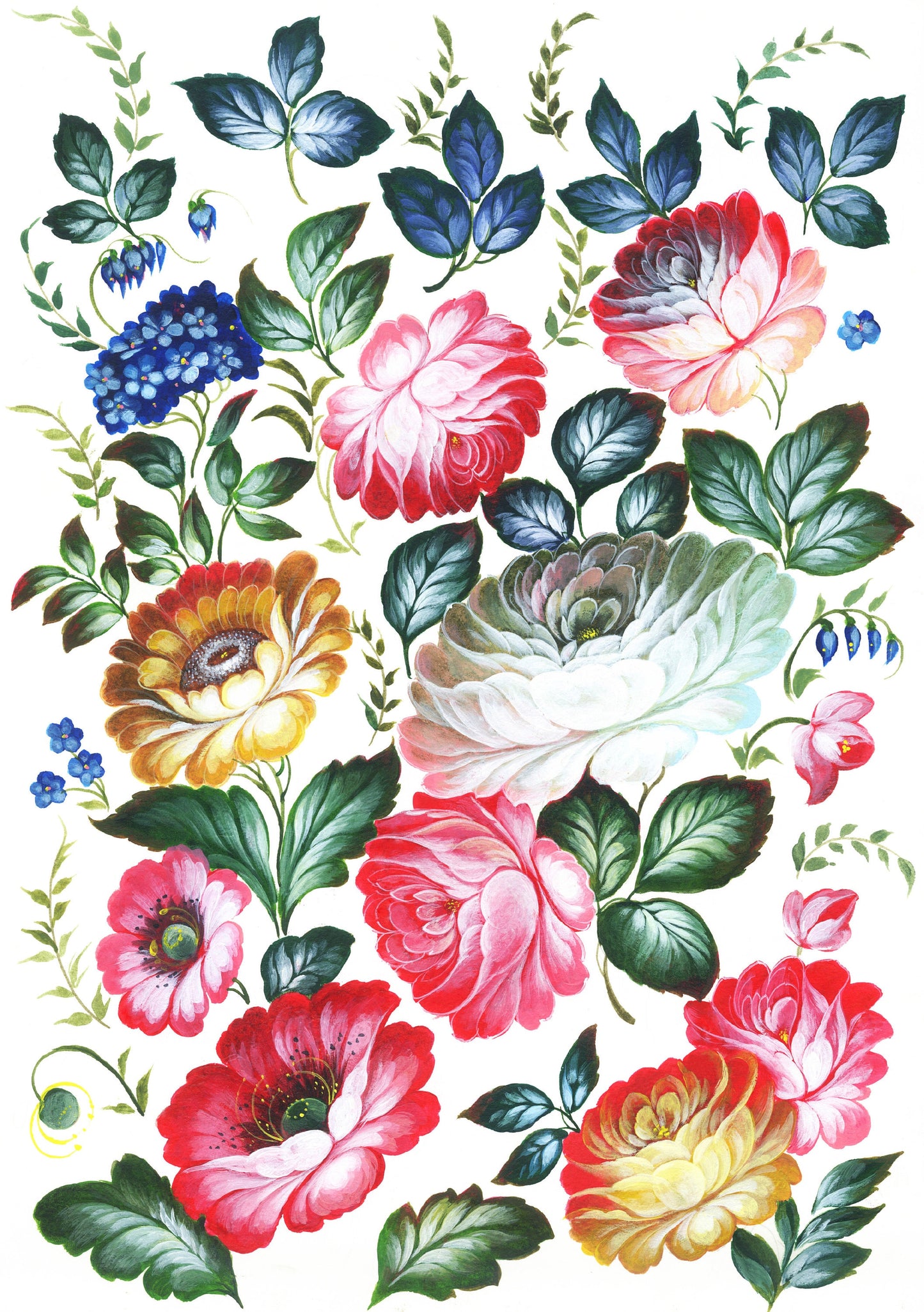 Large Decoupage Paper for Furniture - Decoupage Art - Rice Paper for Decoupage - Colorful Floral Decoupage