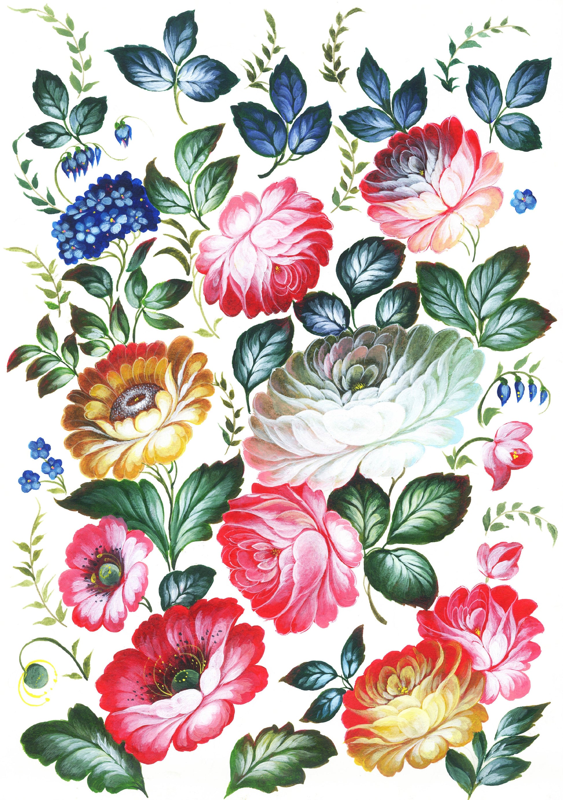 Large Decoupage Paper for Furniture - Decoupage Art - Rice Paper for Decoupage - Colorful Floral Decoupage