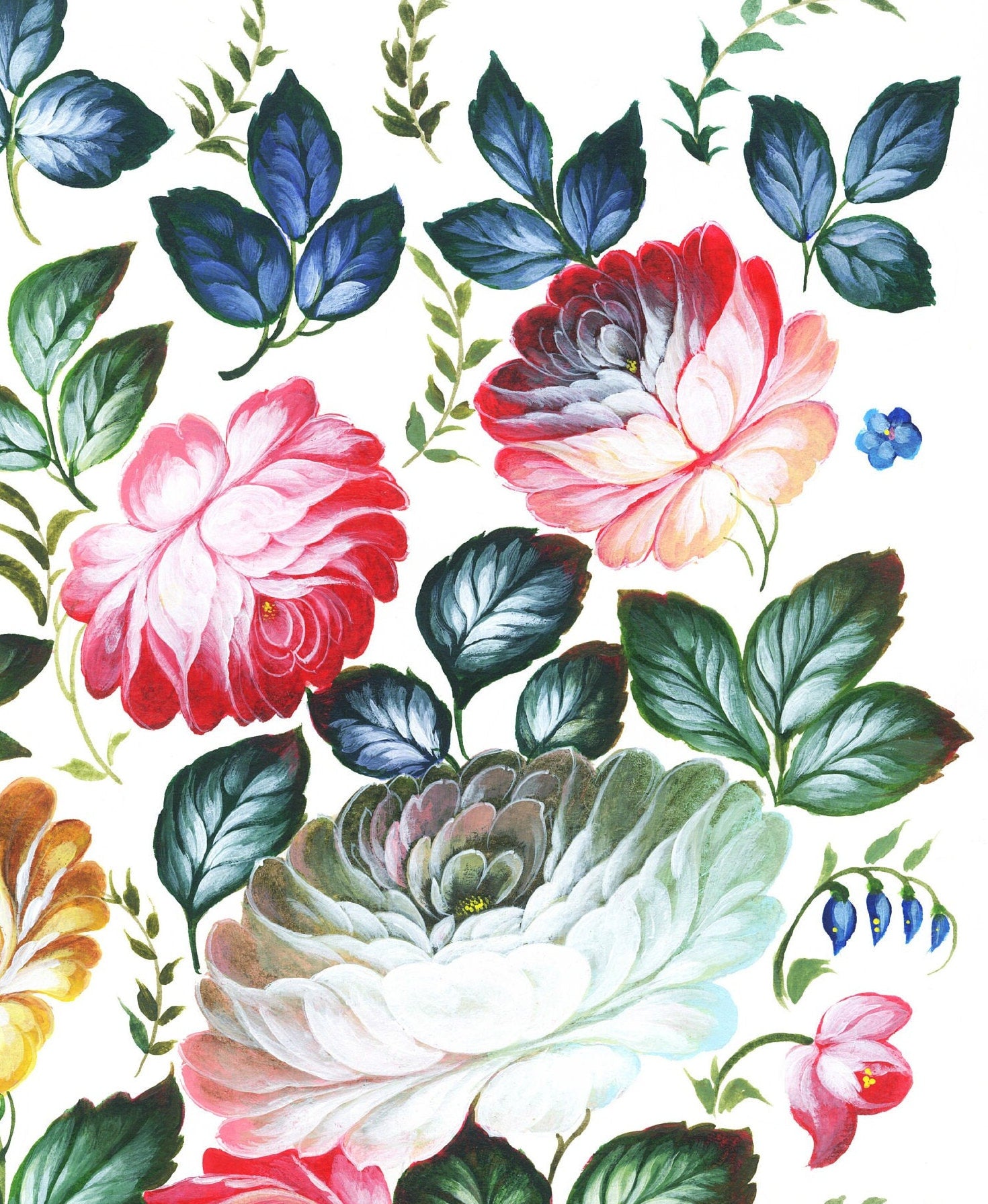 Large Decoupage Paper for Furniture - Decoupage Art - Rice Paper for Decoupage - Colorful Floral Decoupage