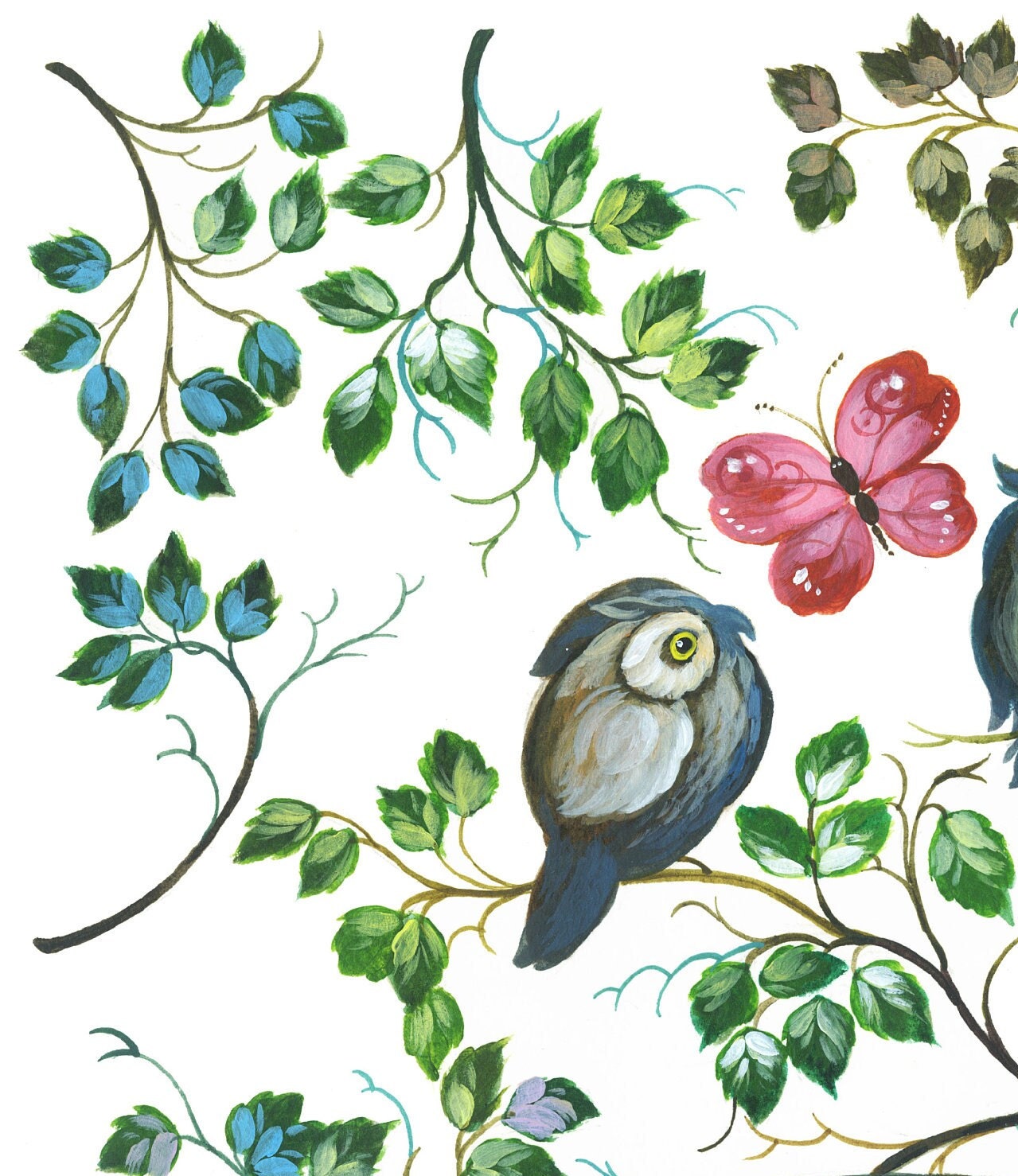 Large Decoupage Paper for Furniture - Decoupage Art - Rice Paper for Decoupage - Owl Family Decoupage