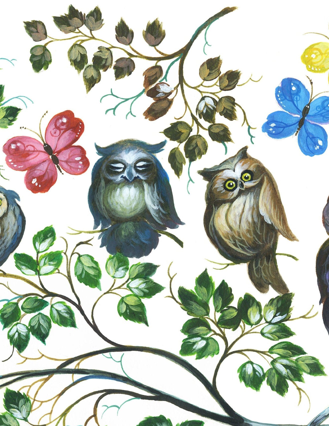 Large Decoupage Paper for Furniture - Decoupage Art - Rice Paper for Decoupage - Owl Family Decoupage