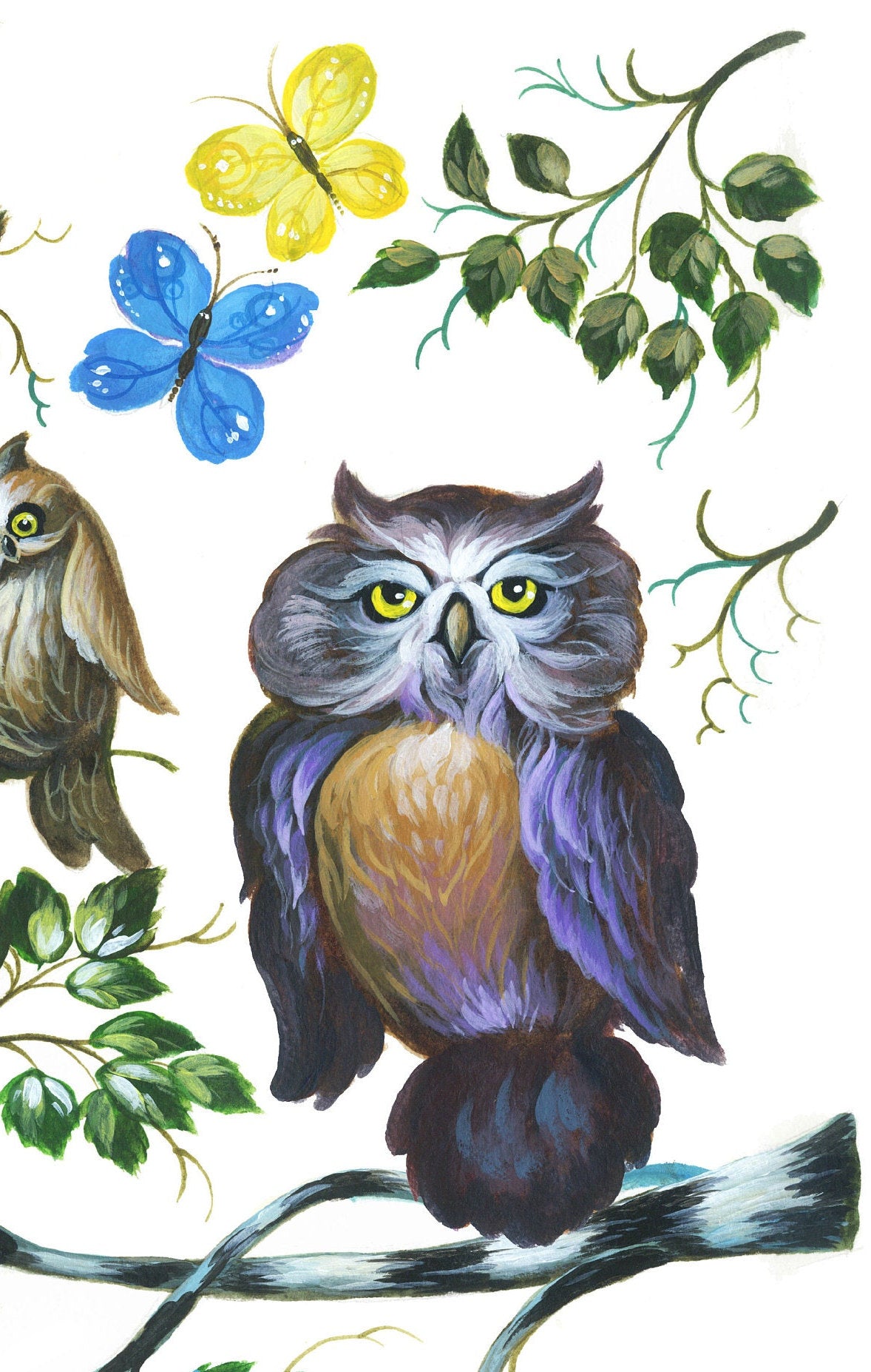 Large Decoupage Paper for Furniture - Decoupage Art - Rice Paper for Decoupage - Owl Family Decoupage