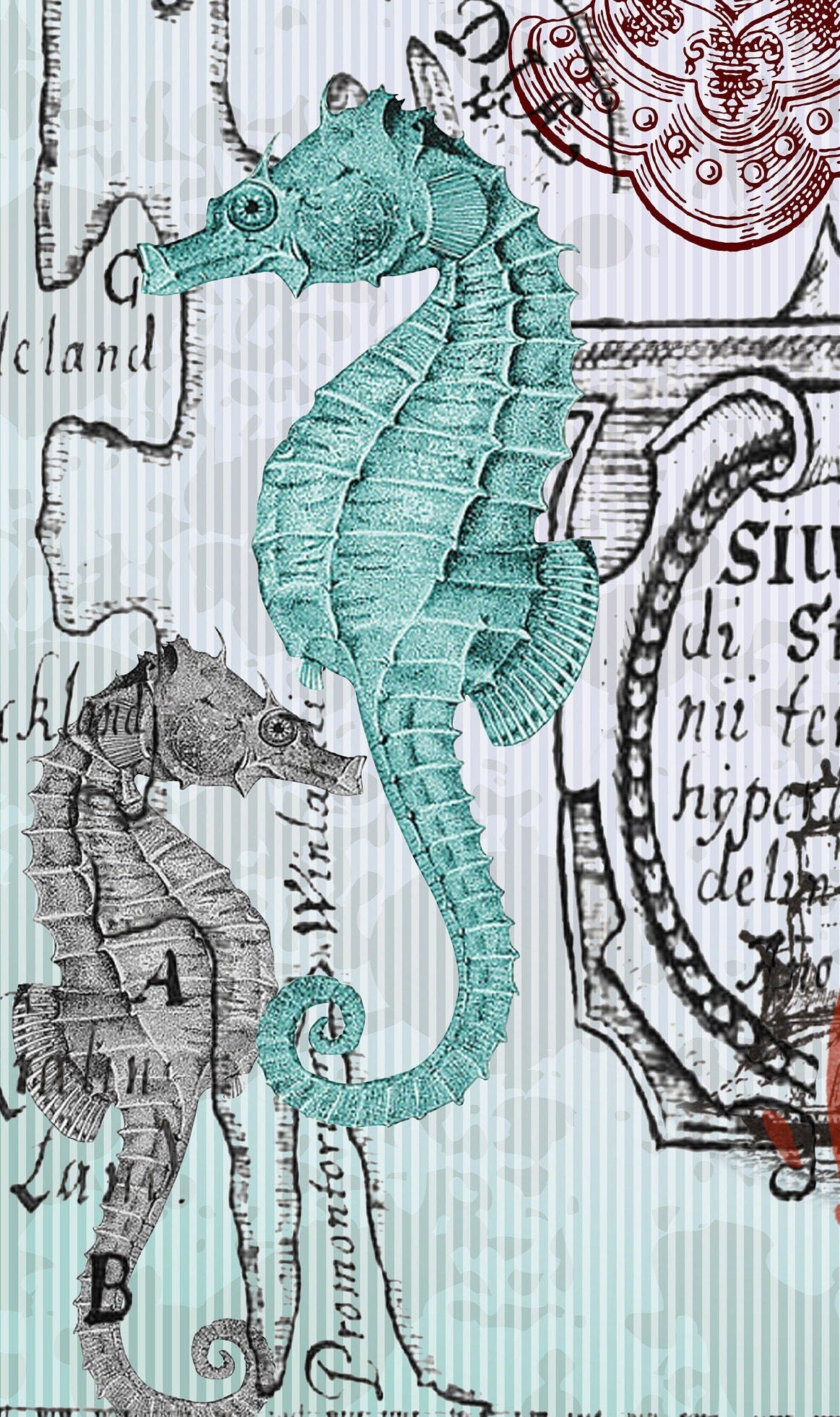Large Decoupage Paper - Decoupage Art - Rice Paper for Decoupage - Sea Life - Fish - Seahorse