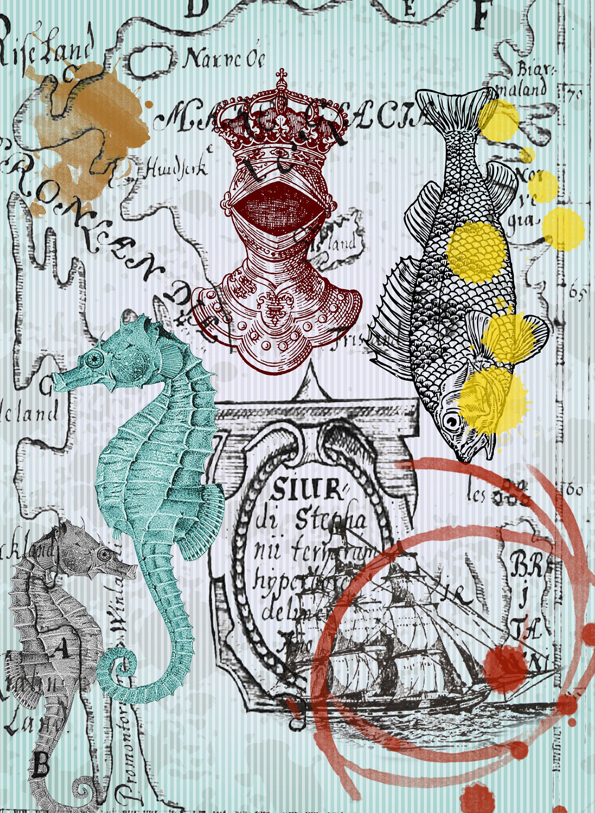 Large Decoupage Paper - Decoupage Art - Rice Paper for Decoupage - Sea Life - Fish - Seahorse