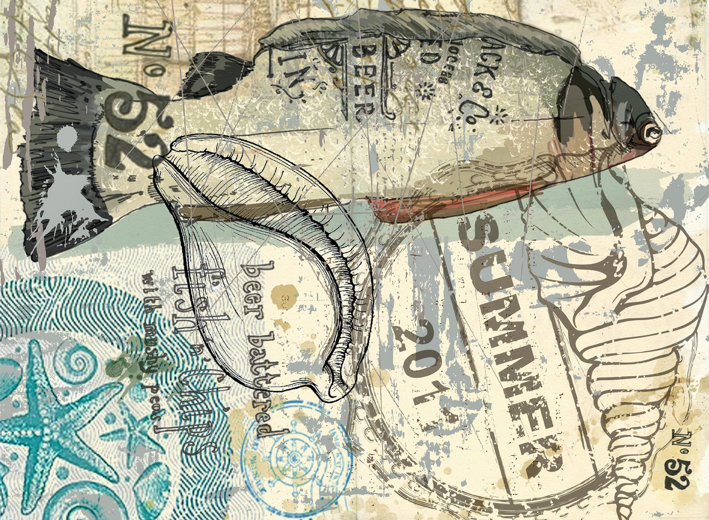 fish decoupage furniture