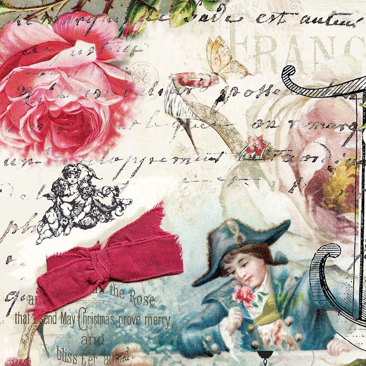 Large Decoupage Paper - Decoupage Art - Rice Paper for Decoupage - Napoleon Women Roses