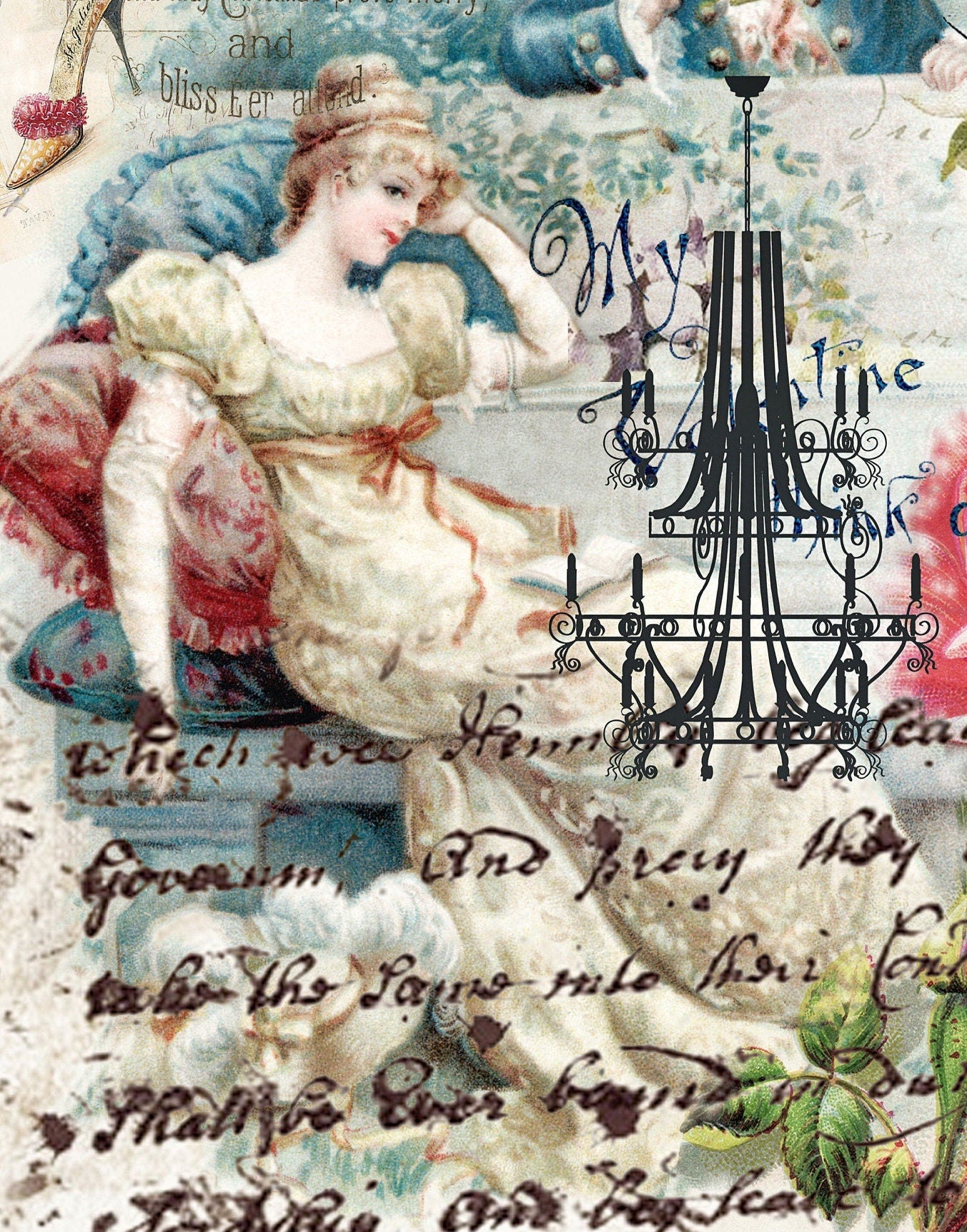 Large Decoupage Paper - Decoupage Art - Rice Paper for Decoupage - Napoleon Women Roses