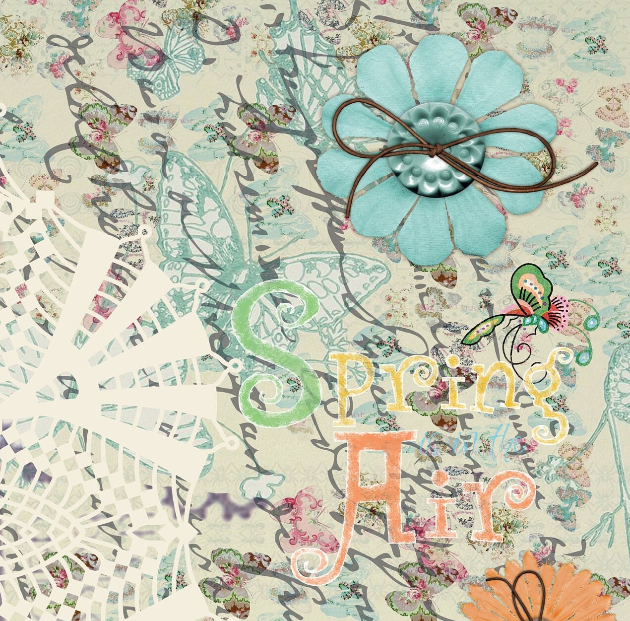 Large Decoupage Paper - Decoupage Art - Rice Paper for Decoupage - Black Bird Nest Blue Orange Flowers