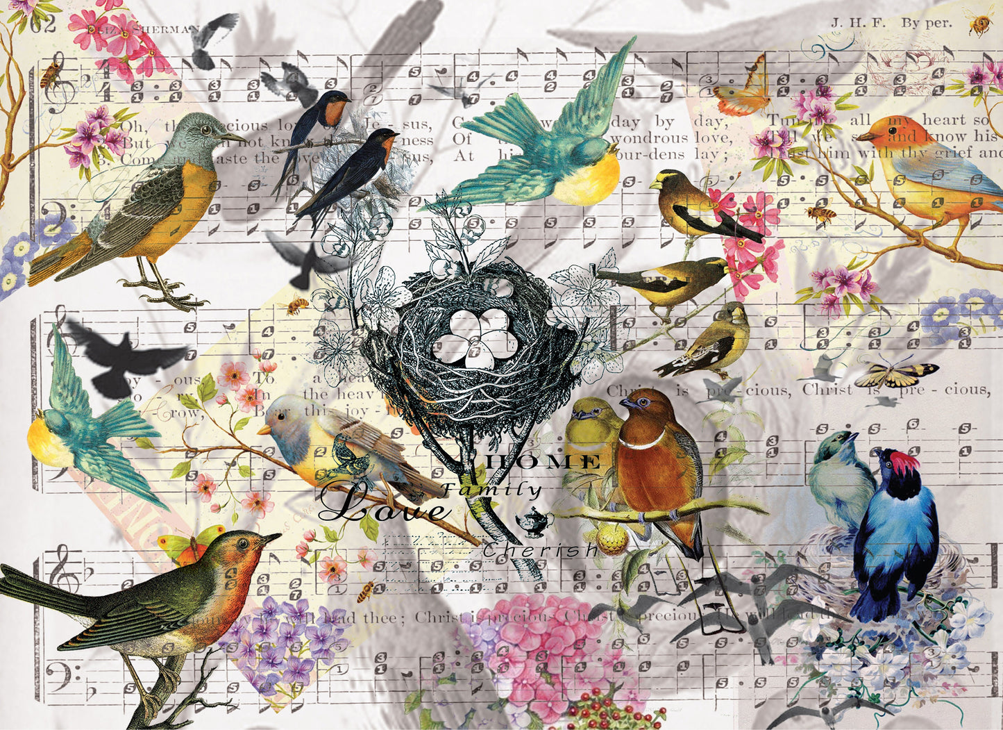 birds decoupage paper
