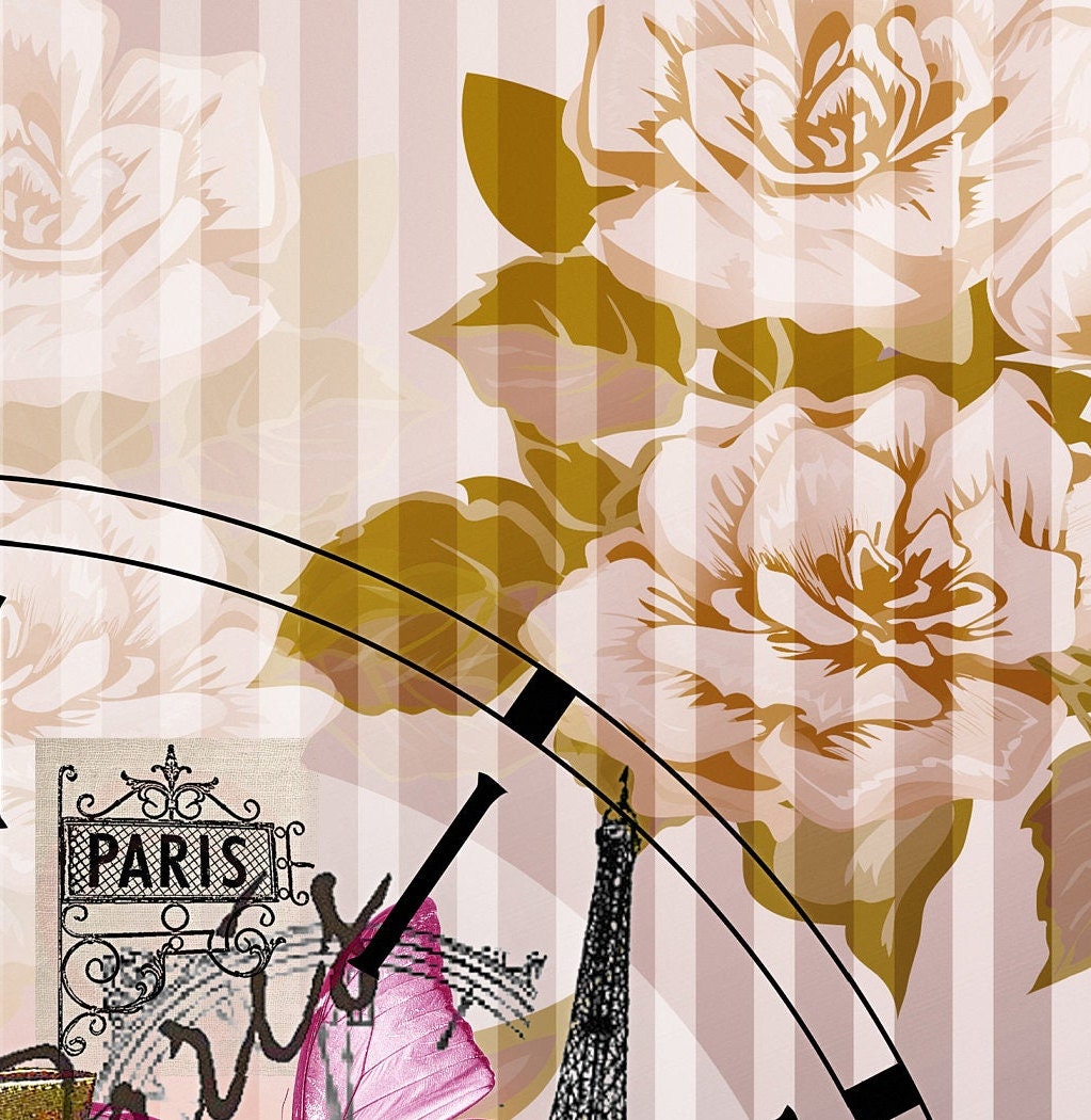 Large Decoupage Paper - Decoupage Art - Rice Paper for Decoupage - Black Clocks Red Butterfly