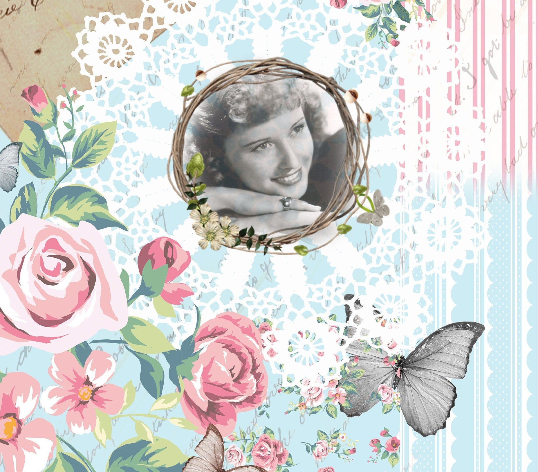 Large Decoupage Paper - Decoupage Art - Rice Paper for Decoupage - Vintage Decoupage - Roses
