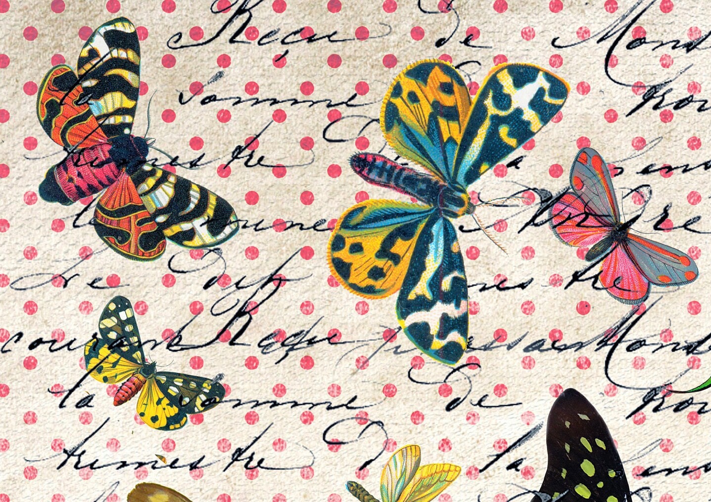 Large Decoupage Paper - Decoupage Art - Rice Paper for Decoupage - Vintage Decoupage - Butterflys