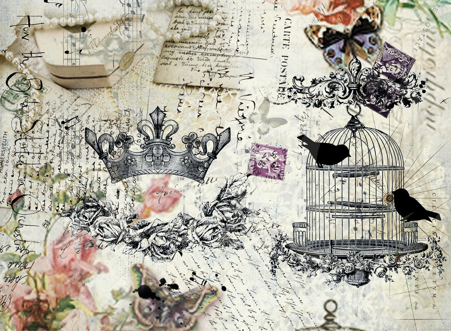 Large Decoupage Paper - Decoupage Art - Rice Paper for Decoupage - Vintage Decoupage