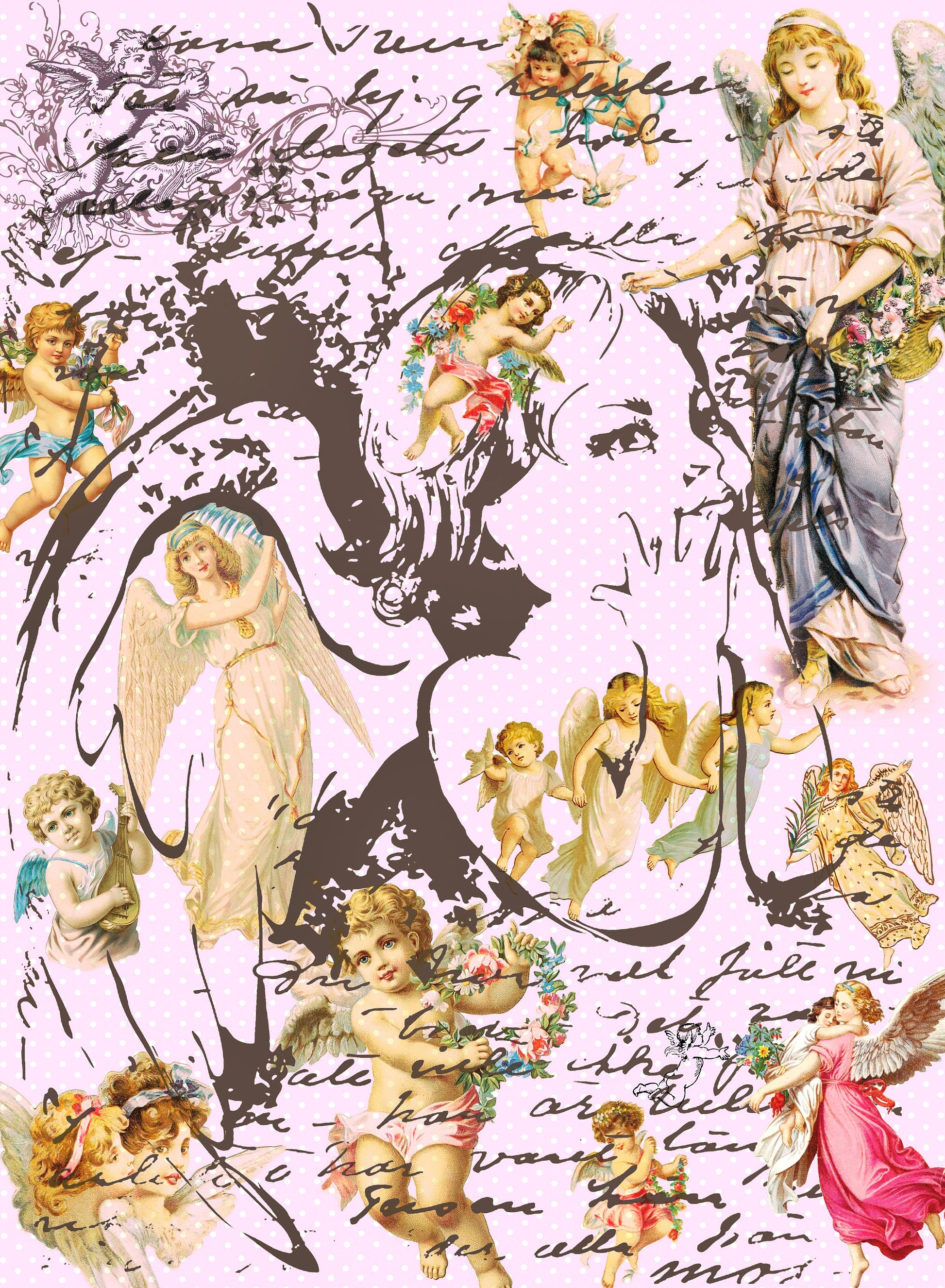 Angels - Large Decoupage Paper - Decoupage Art - Rice Paper for Decoupage - Vintage Decoupage