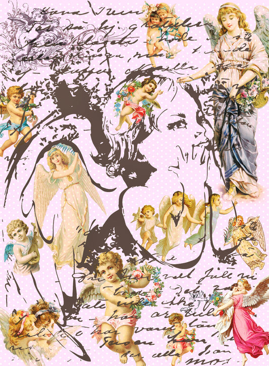 Angels - Large Decoupage Paper - Decoupage Art - Rice Paper for Decoupage - Vintage Decoupage