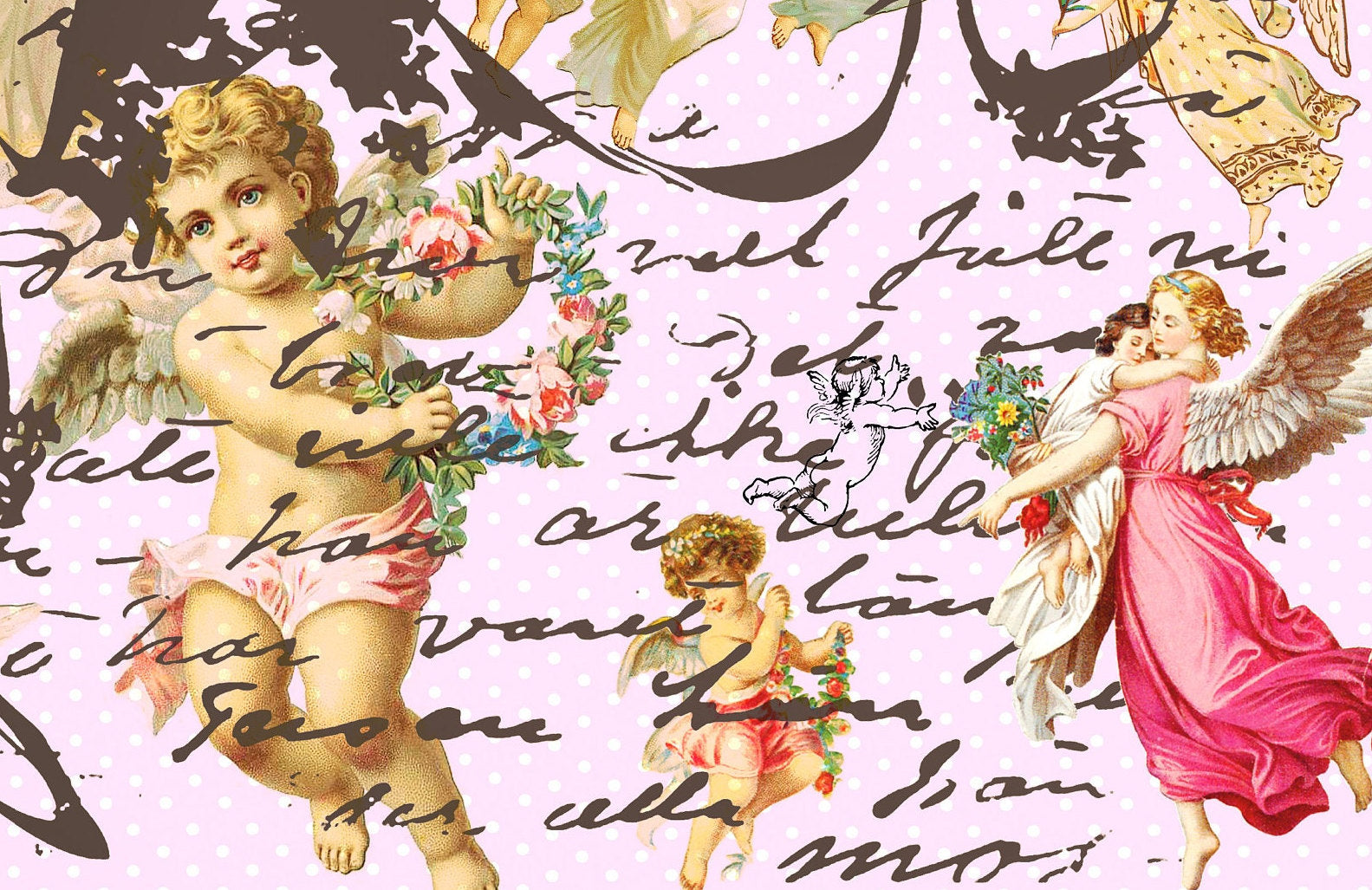 Angels - Large Decoupage Paper - Decoupage Art - Rice Paper for Decoupage - Vintage Decoupage