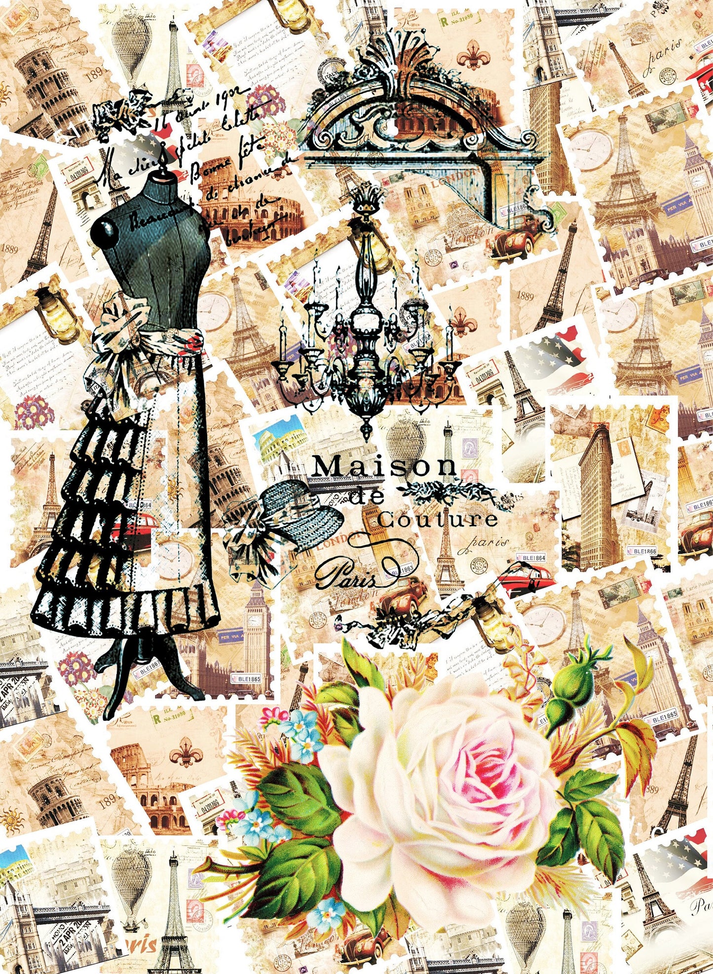 Large Decoupage Paper - Decoupage Art - Rice Paper for Decoupage - Vintage Decoupage