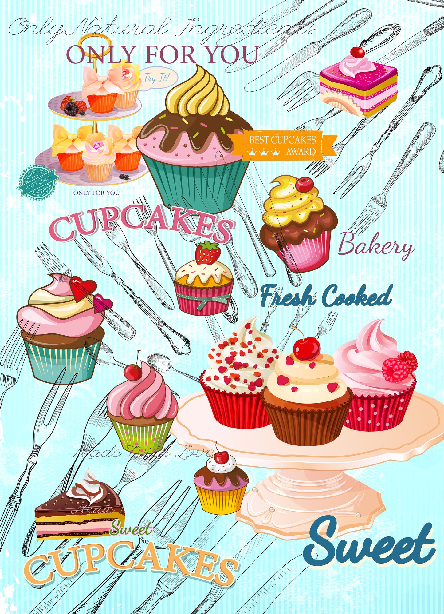Large Decoupage Paper - Decoupage Art - Rice Paper for Decoupage - Vintage Decoupage - Cupcakes Sweet