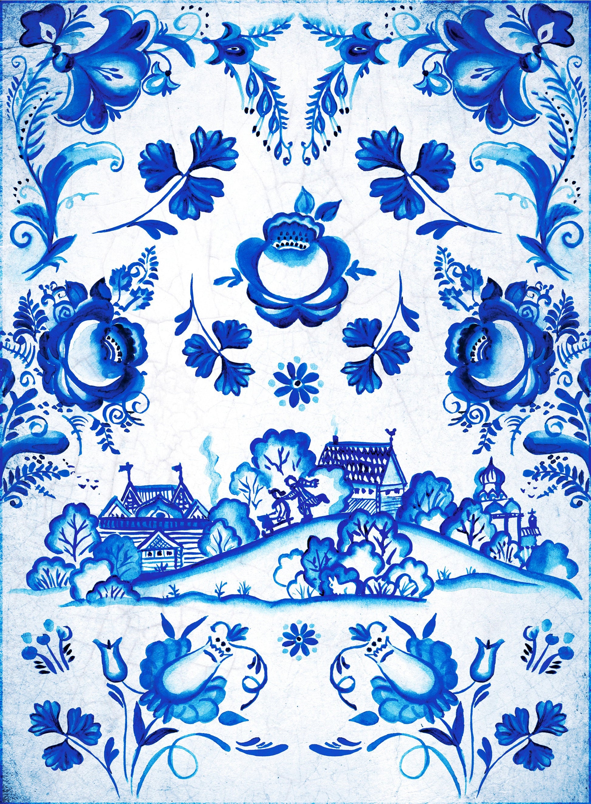 Blue Floral Rice Paper for Decoupage – Vintage Art