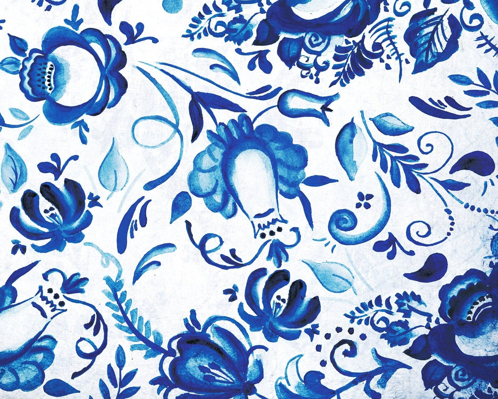 Large Decoupage Paper - Decoupage Art - Rice Paper for Decoupage - Vintage Decoupage - Blue Floral