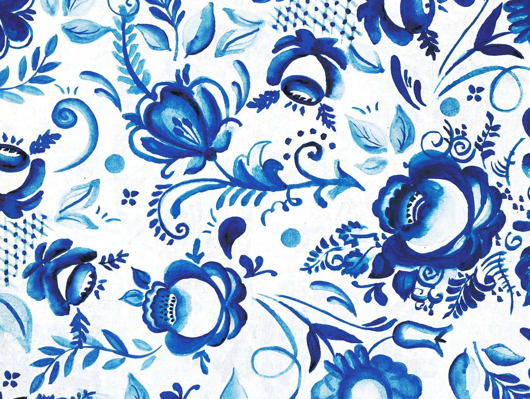 Large Decoupage Paper - Decoupage Art - Rice Paper for Decoupage - Vintage Decoupage - Blue Floral