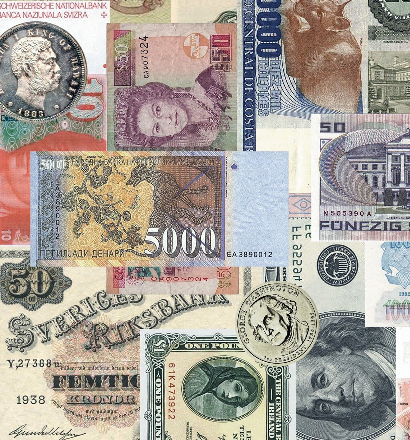 Large Decoupage Paper - Decoupage Art - Rice Paper for Decoupage - Vintage Decoupage - European Money