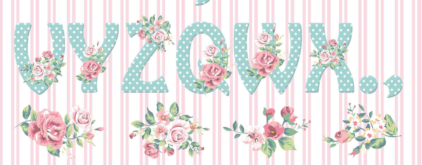 Large Decoupage Paper - Decoupage Art - Rice Paper for Decoupage - Vintage Decoupage - Floral Alphabet