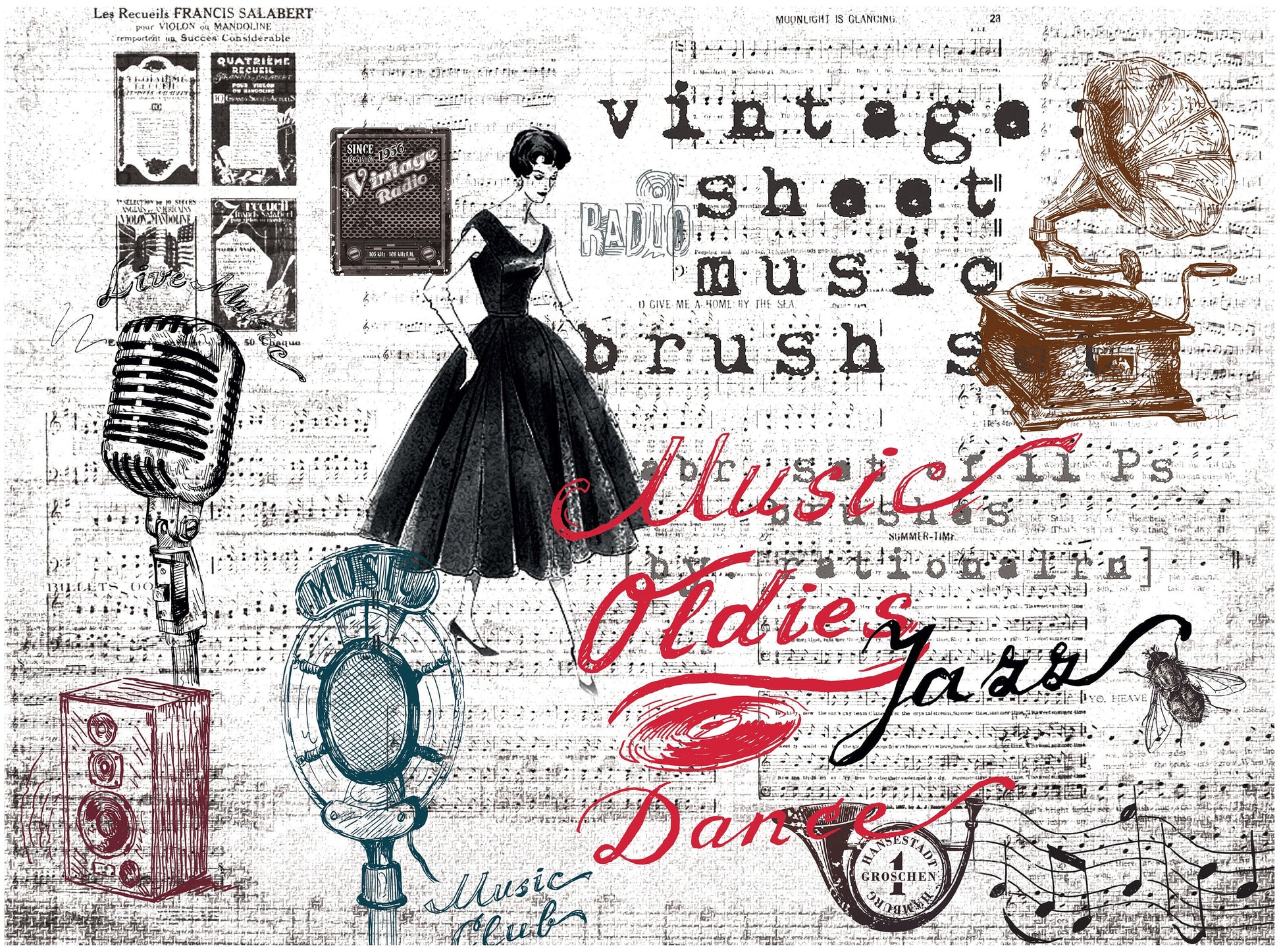 Large Decoupage Paper - Decoupage Art - Rice Paper for Decoupage - Vintage Decoupage - Music