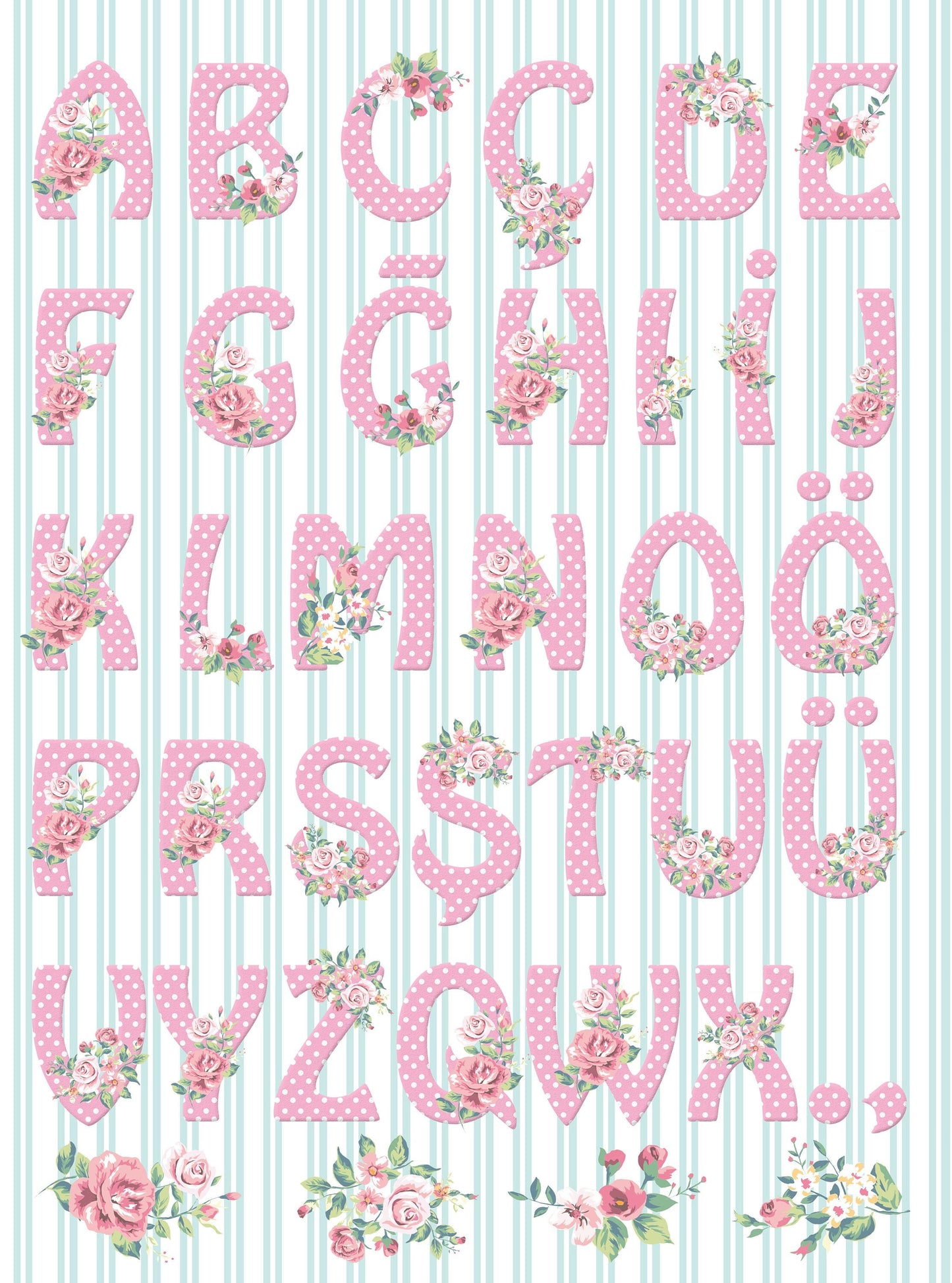 Large Decoupage Paper - Decoupage Art - Rice Paper for Decoupage - Vintage Decoupage - Floral Alphabet