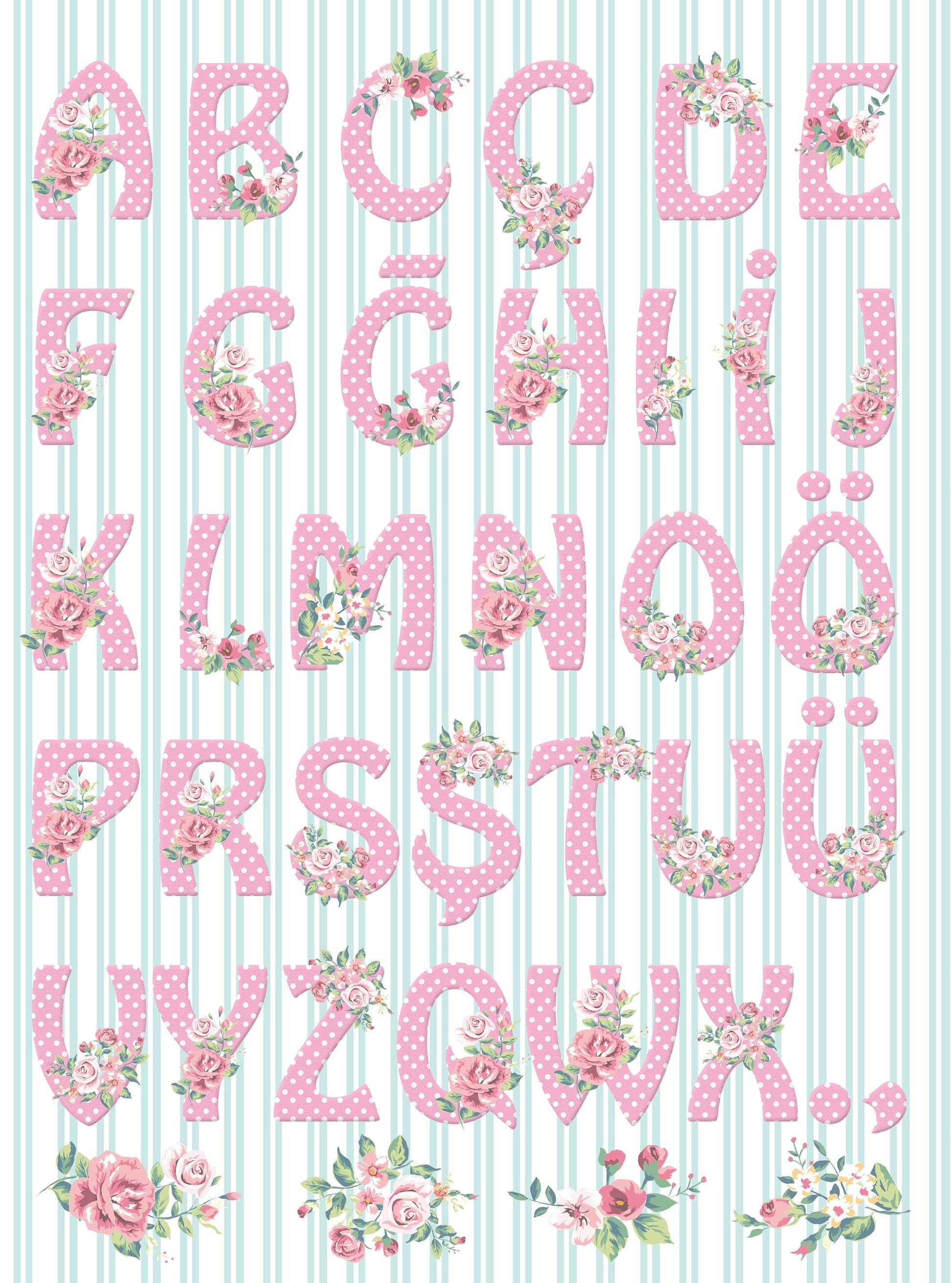 Large Decoupage Paper - Decoupage Art - Rice Paper for Decoupage - Vintage Decoupage - Floral Alphabet