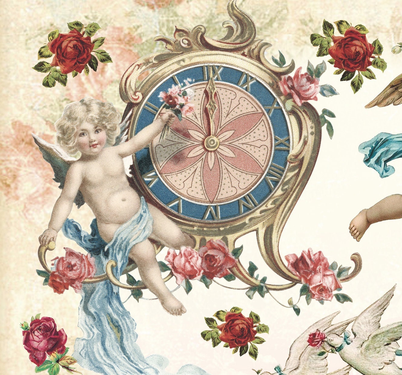 Large Decoupage Paper - Decoupage Art - Rice Paper for Decoupage - Vintage Decoupage - Baby Angels