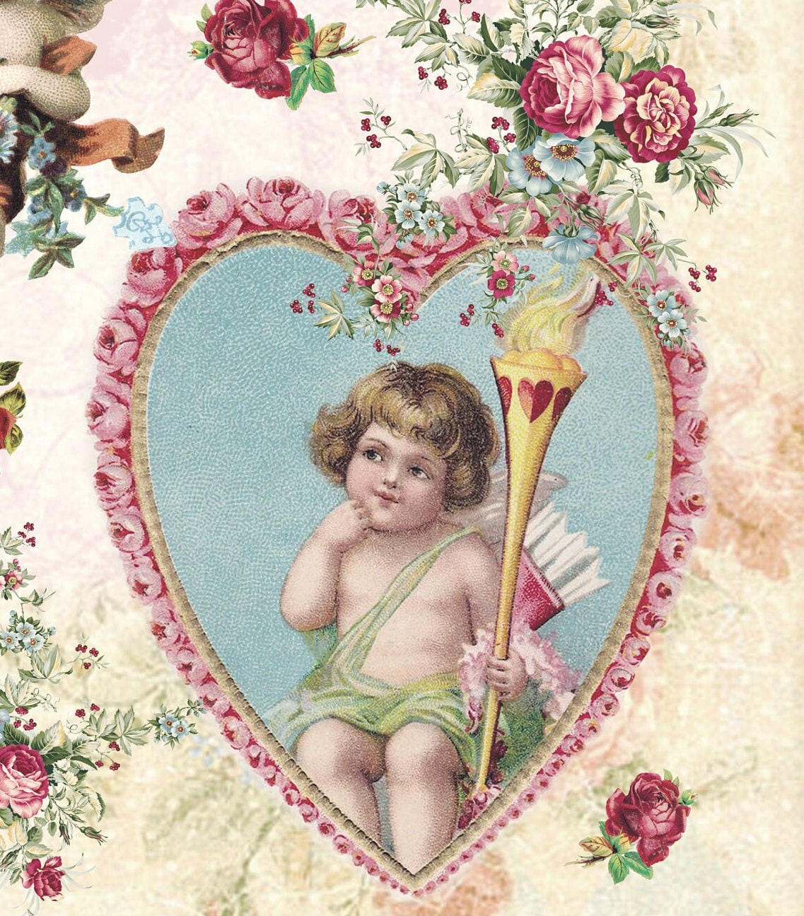 Large Decoupage Paper - Decoupage Art - Rice Paper for Decoupage - Vintage Decoupage - Baby Angels