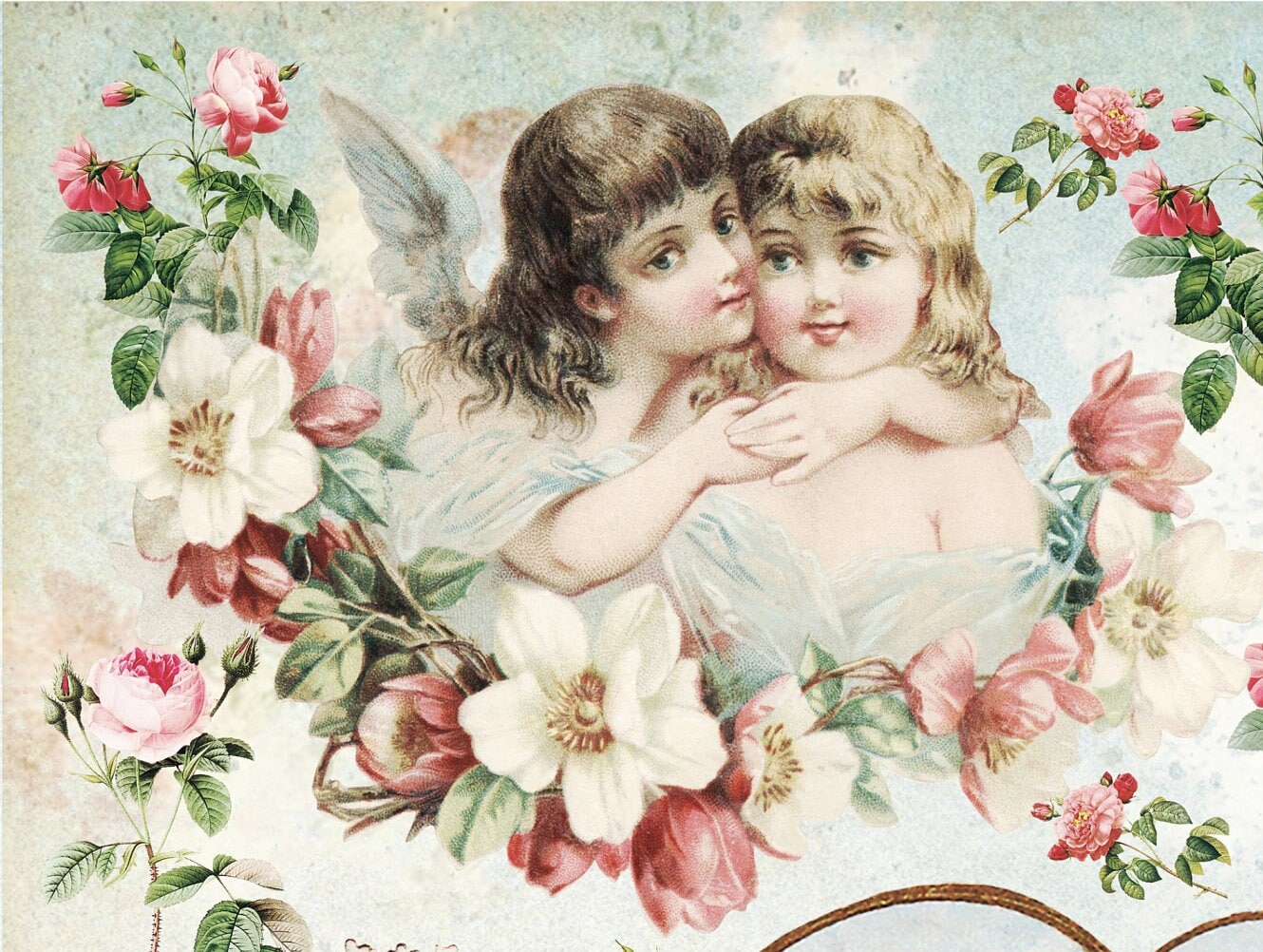 Large Decoupage Paper - Decoupage Art - Rice Paper for Decoupage - Vintage Decoupage - Baby Angels