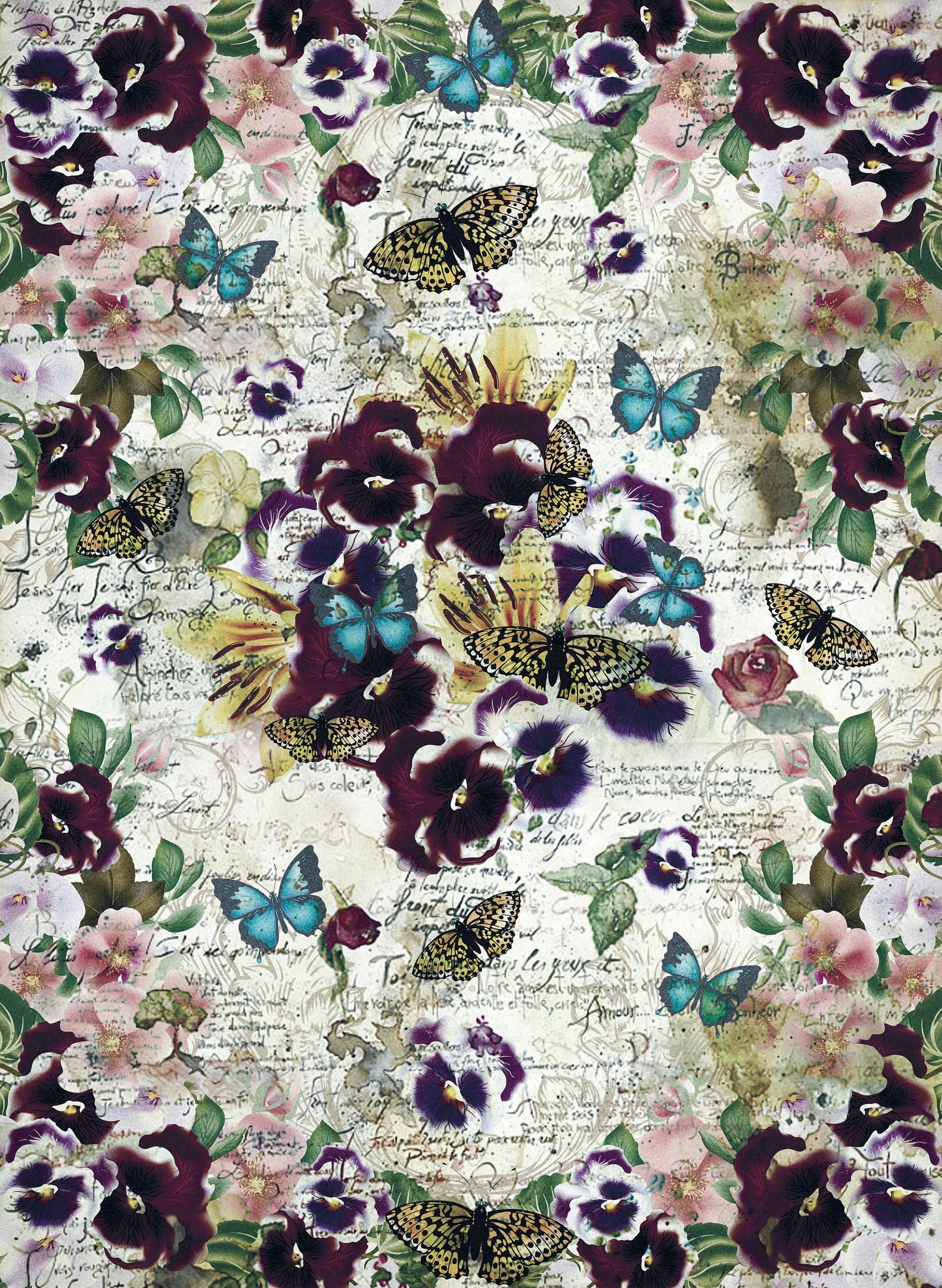 Large Decoupage Paper - Decoupage Art - Rice Paper for Decoupage - Vintage Decoupage - Butterfly