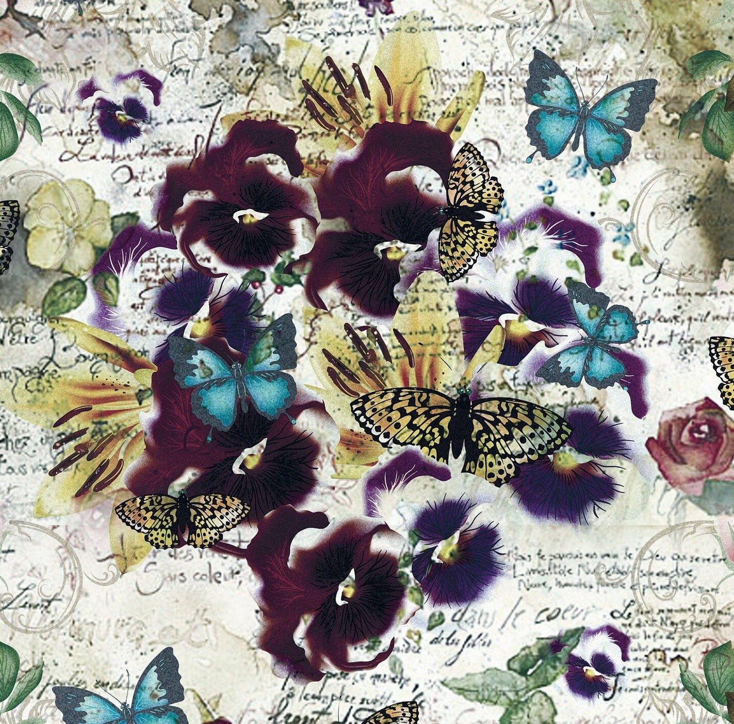 Large Decoupage Paper - Decoupage Art - Rice Paper for Decoupage - Vintage Decoupage - Butterfly
