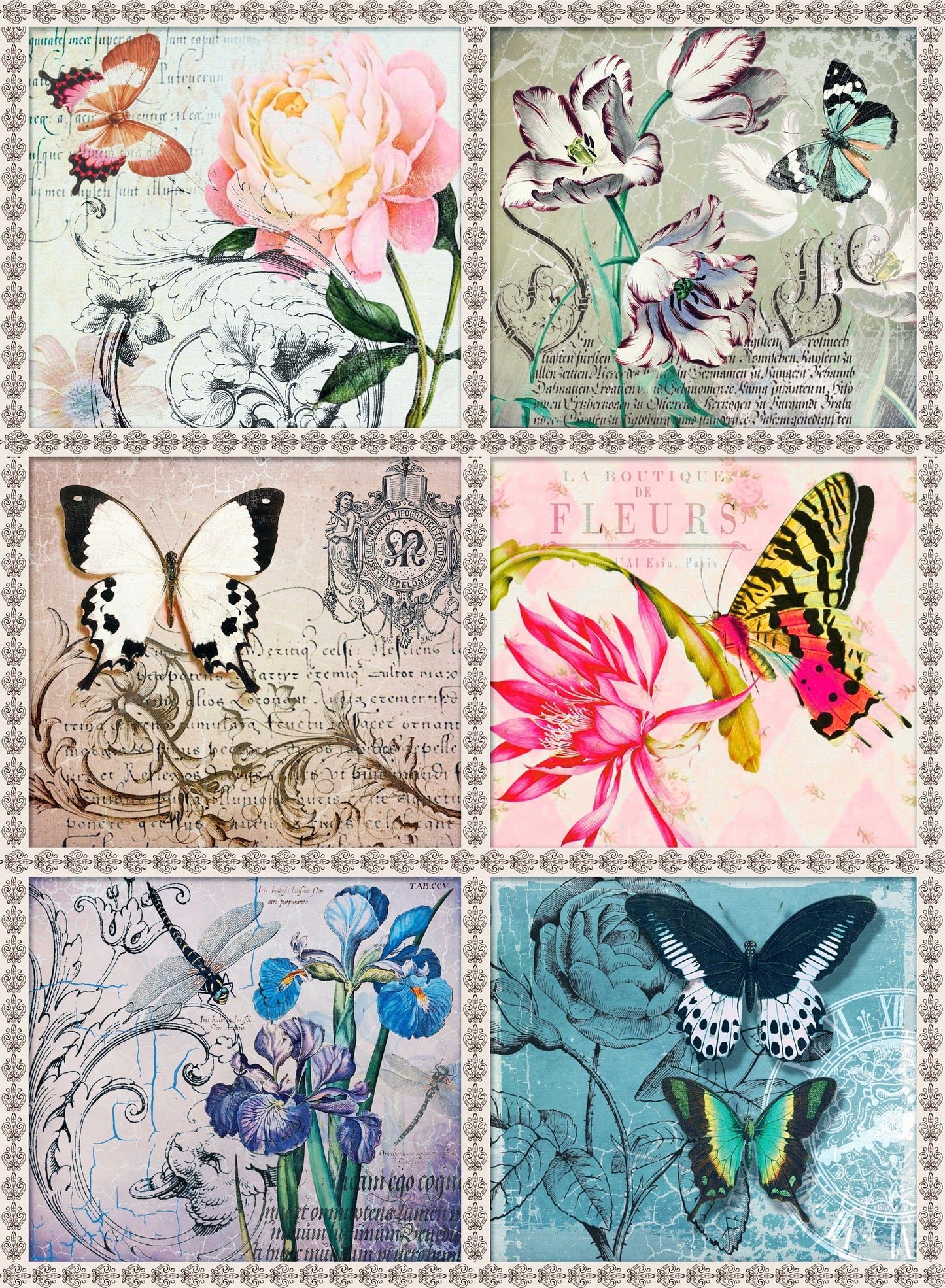 Large Decoupage Paper - Decoupage Art - Rice Paper for Decoupage - Vintage Decoupage - Butterfly